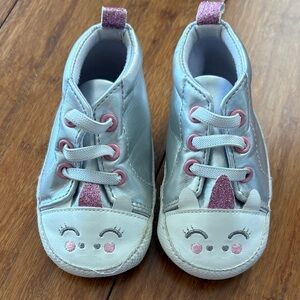 Sparkly Silver and Pink Kids Unicorn Sneakers
